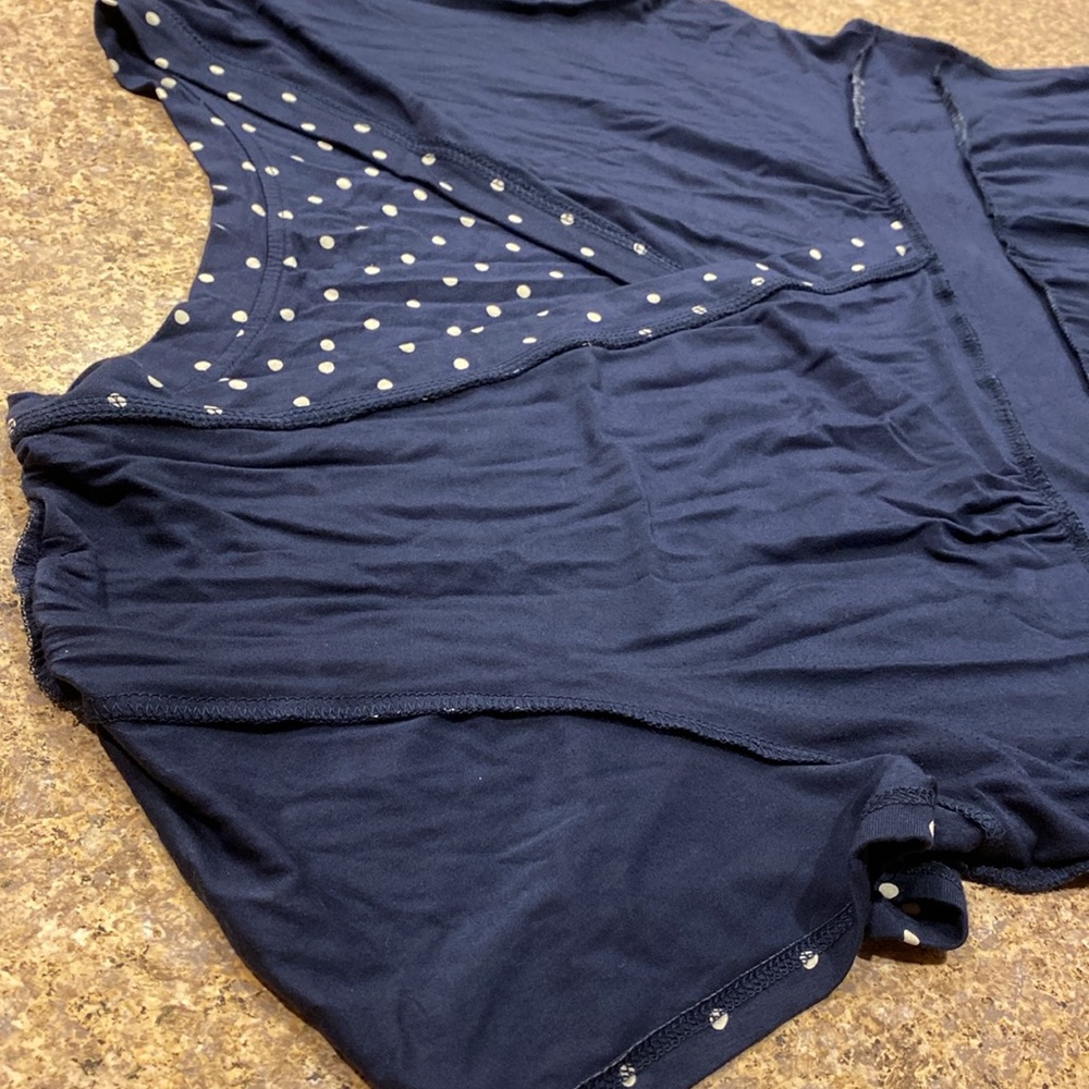 L.L. Bean Polka Dot Dress item # 501478 XL Petite Navy Blue and White - Picture 14 of 15